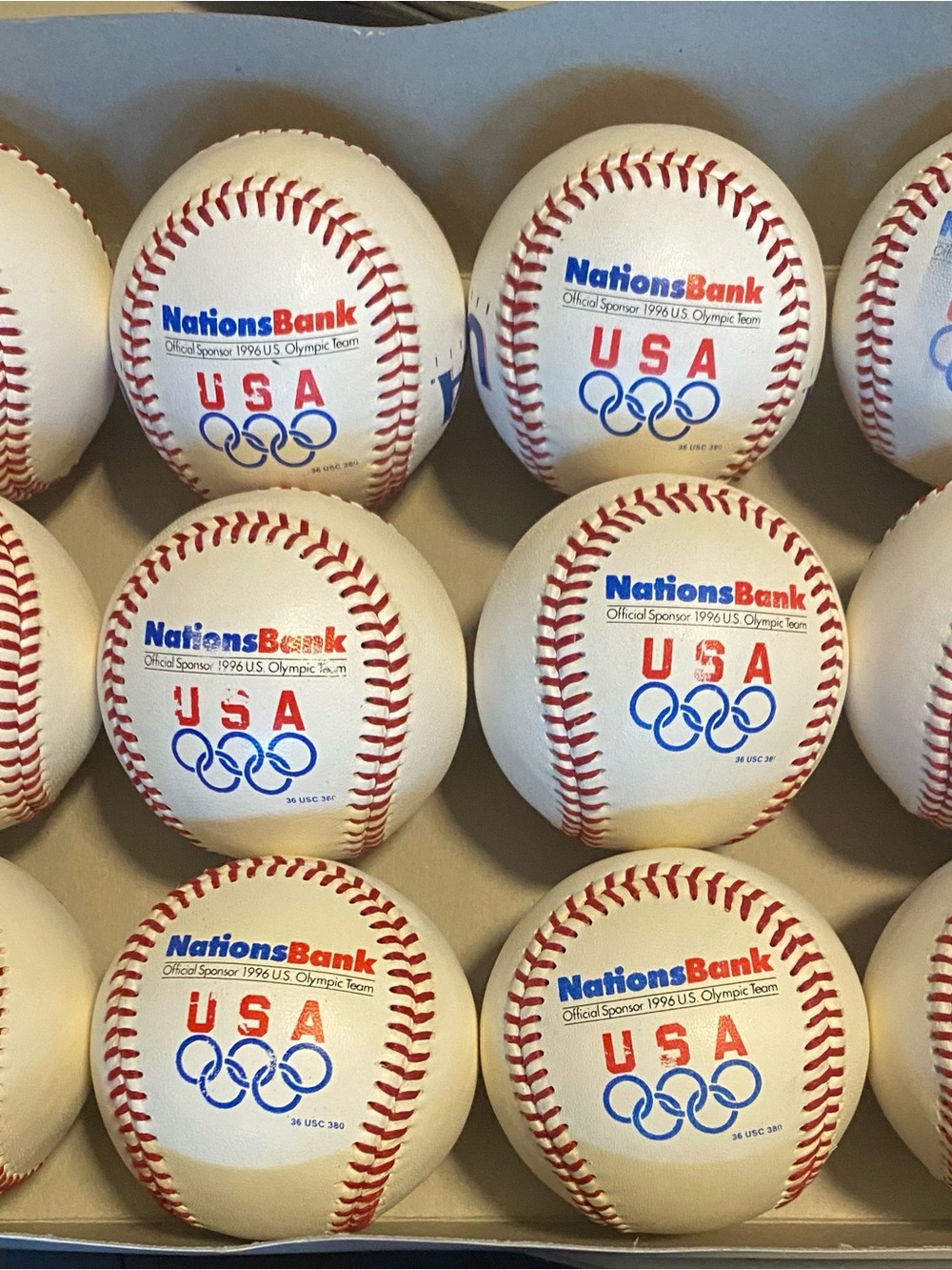 NationsBank USA Olympic Baseball - 1996 - White with Red & Blue Logo